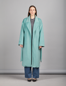 Cappotto lungo in lana con cintura, acquamarina, 120 cm