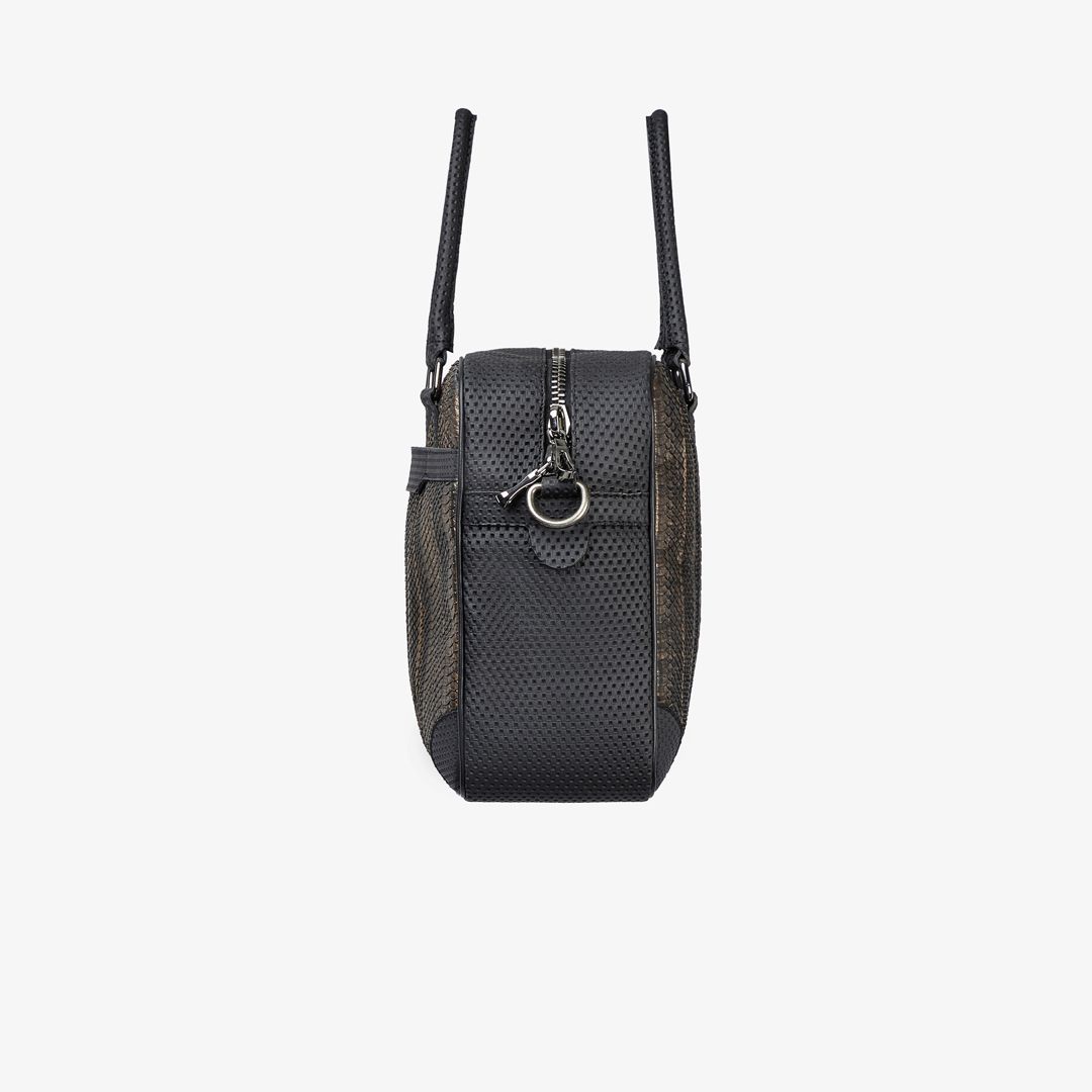 Maxi bauletto in pelle con inserti in serpente