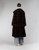 Mink coat with high collar, mahogany, 110 cm