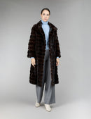 Mink coat with high collar, mahogany, 110 cm
