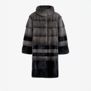 Cappotto di visone con collo alto e lavorazione orizzontale grigio 90 cm