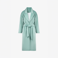 Cappotto in lana lungo con cintura, colore menta, 110 cm