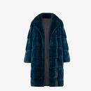 Cappotto di visone collo inglese petrolio 100 cm