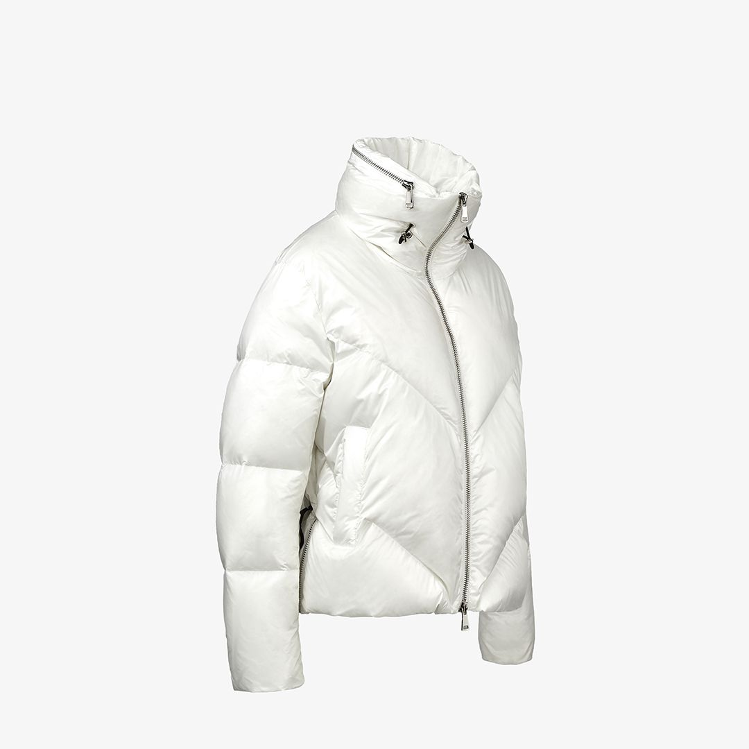 Piumino bianco con collo alto 70 cm
