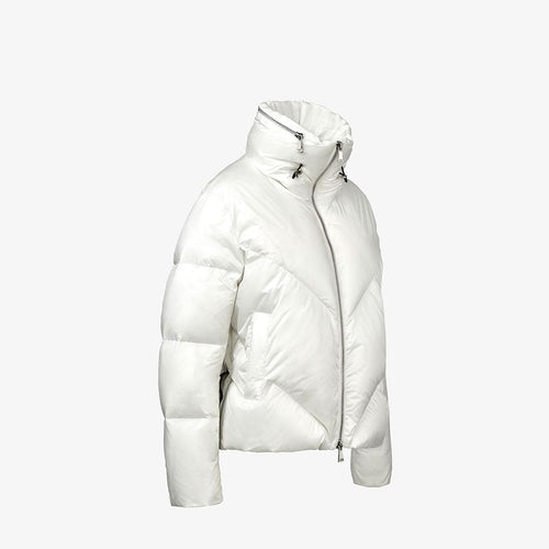 Piumino bianco con collo alto 70 cm