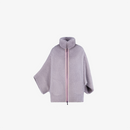 Mantella di visone filettato reversibile con zip rosa cipria 75cm