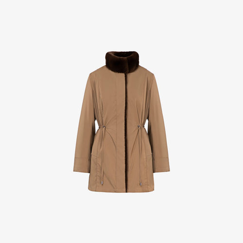Куртка из меха кролика, двусторонняя, коричневая, 80 см