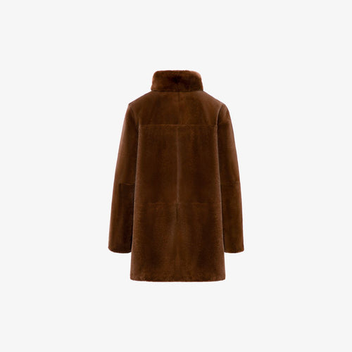 Куртка из меха кролика, двусторонняя, коричневая, 80 см