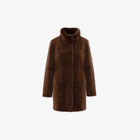 Куртка из меха кролика, двусторонняя, коричневая, 80 см