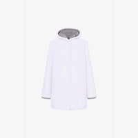 Veste en rex réversible avec capuche blanche de 80 cm
