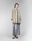 Cappotto in visone, senza collo, beige, 85 cm