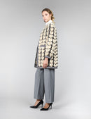 Cappotto in visone, senza collo, beige, 85 cm