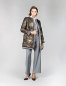Cappotto in visone, senza collo, beige, 85 cm
