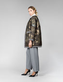 Cappotto in visone, senza collo, beige, 85 cm