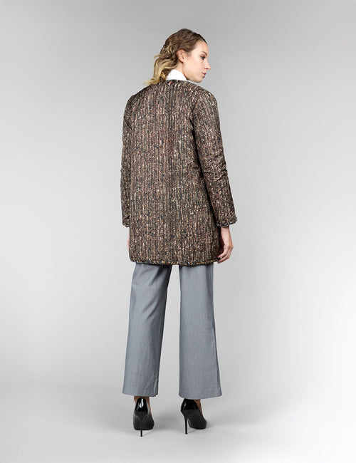 Manteau en vison, sans col, curry, 85 cm