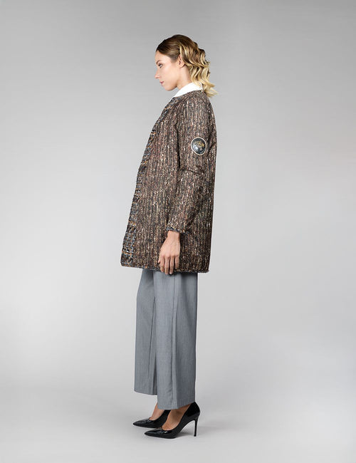 Manteau en vison, sans col, curry, 85 cm