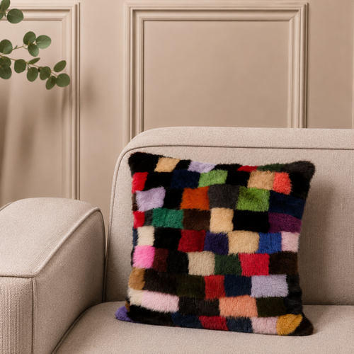 Cuscino in visone patchwork