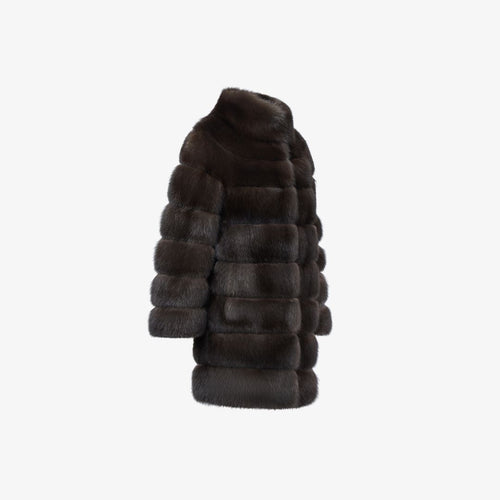 Knee-length dark brown sable coat, 85 cm.