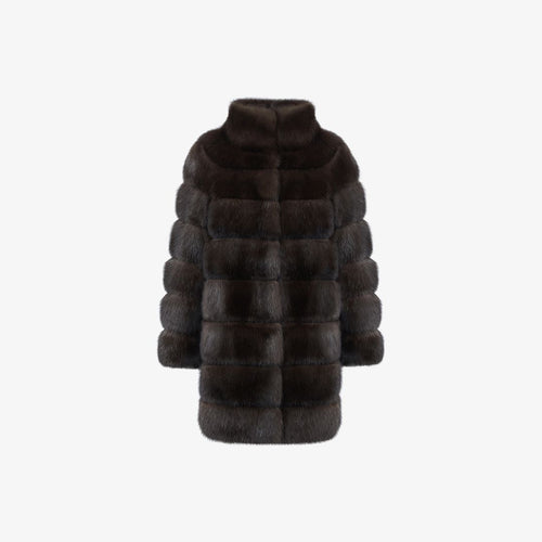 Knee-length dark brown sable coat, 85 cm.