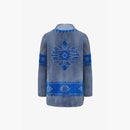 Cardigan in rex con stampa tribale e cintura azzurro 75cm
