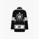 Cardigan in rex con stampa tribale e cintura nero 75 cm