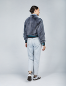 Vison bomber jacket with dark grey zip closure 55cm
