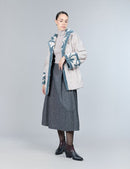 Veste en peau d'agneau avec col anglais en vison rasé, couleur poudre, 75 cm