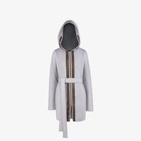 Mantella in cashmere con cappuccio, zip e applicazione sul retro rosa 90cm