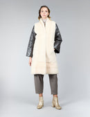 Cappotto reversibile in visone e tessuto impermeabile, crystal, 95 cm