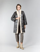 Manteau réversible en vison et tissu imperméable, crystal, 95 cm