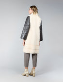 Manteau réversible en vison et tissu imperméable, crystal, 95 cm
