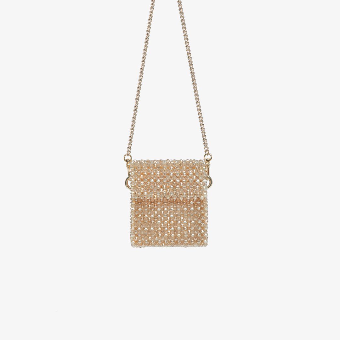 Sac fait à la main avec des micro cristaux beige