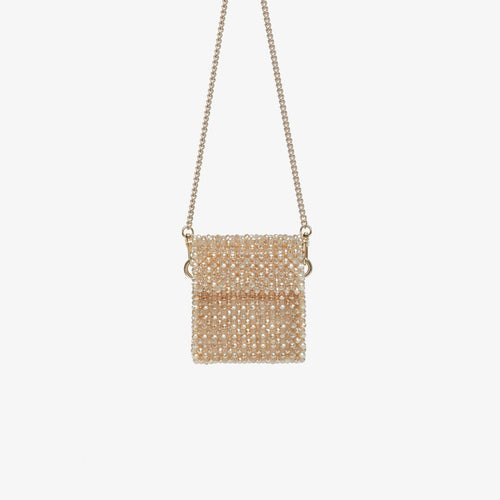 Sac fait à la main avec des micro cristaux beige