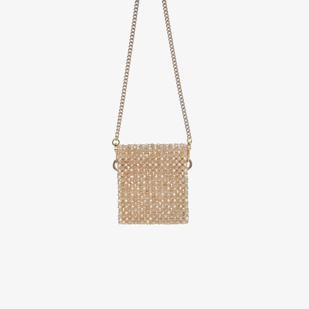 Sac fait à la main avec des micro cristaux beige