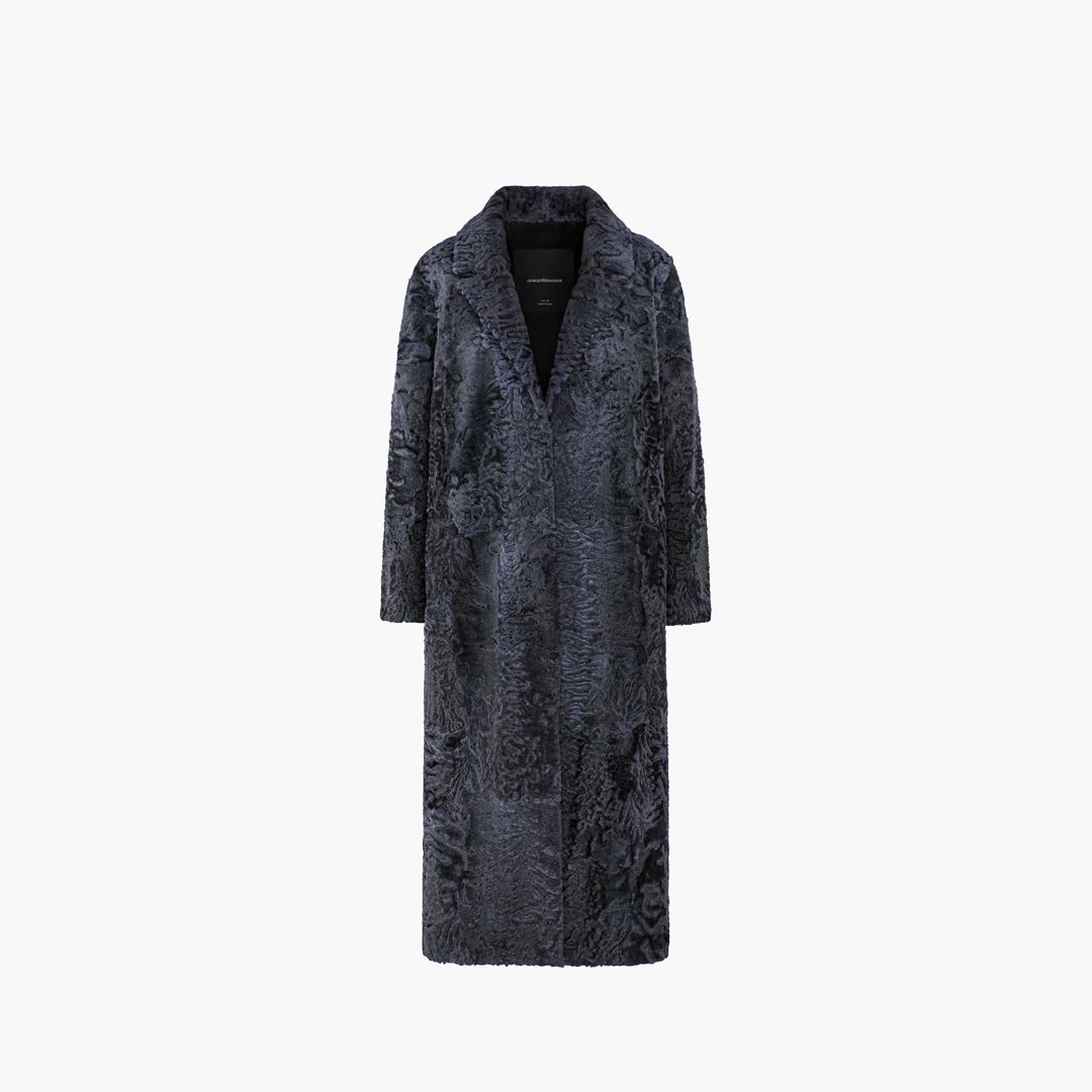 Cappotto in persiano lungo blu 125 cm