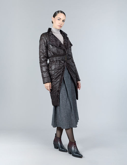 Reversible lamb skin coat