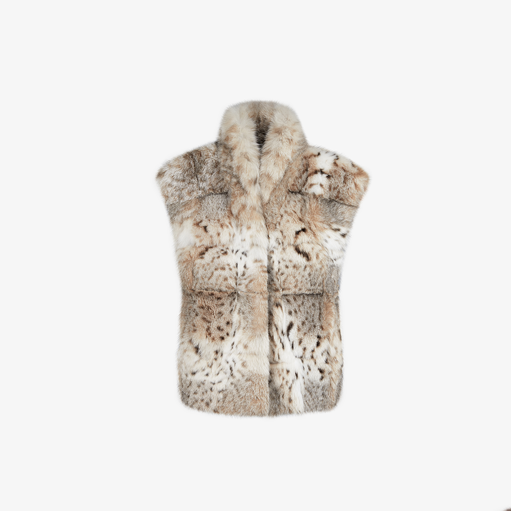 Gilet in linciotto con collo alto naturale 60 cm
