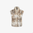 Gilet in linciotto con collo alto naturale 60 cm
