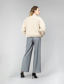 Reversible short jacket in chinchilla and cashmere, beige, 55 cm