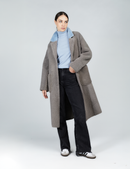 Cappotto di montone reversibile con collo inglese grigio 110 cm