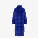 Manteau long en vison avec col haut bleu électrique de 115cm