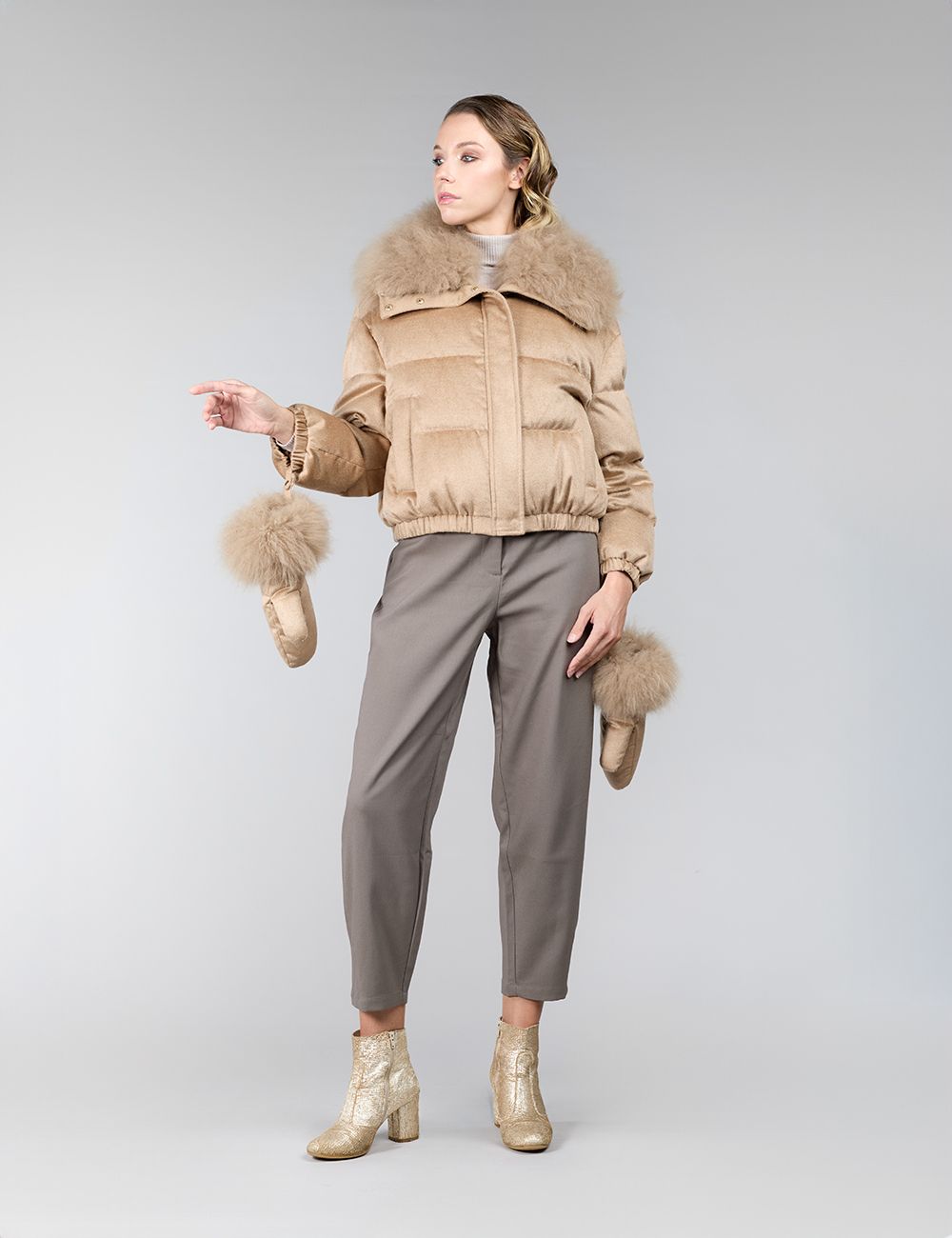 Piumino in cashmere e seta