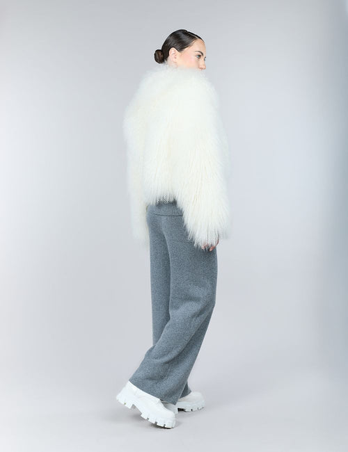 Короткая куртка из козьего кашемира без белого воротника, 55 см.