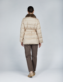 Piumino in cashmere con collo di zibellino e cintura beige 75cm