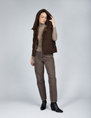 Gilet in rex reversibile con cappuccio marrone 60cm