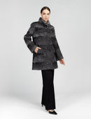 Cappotto aderente in persiano collo alto grigio 90cm