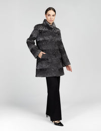 Manteau cintré en col haut persan gris de 90 cm