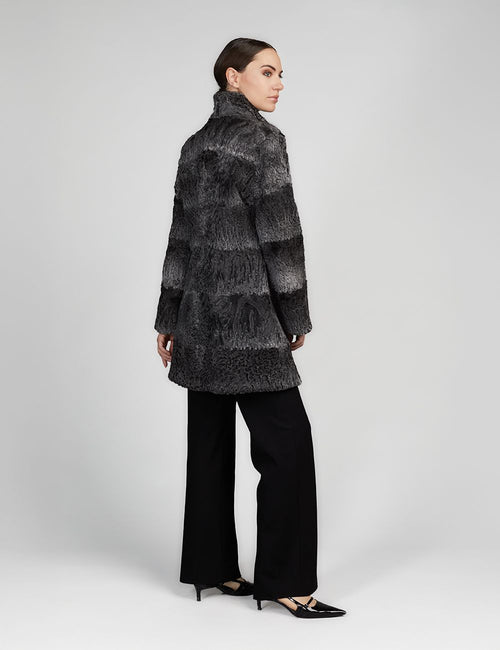 Manteau cintré en col haut persan gris de 90 cm