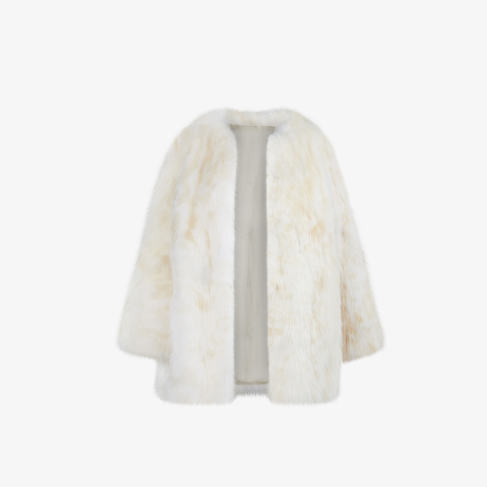 Cappotto in volpe bianco 75 cm