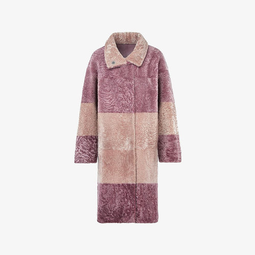 Manteau en peau de mouton rose de 100 cm